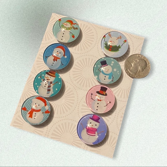 𝐒𝐞𝐭/𝟖 𝑯𝒂𝒏𝒅𝒎𝒂𝒅𝒆 𝐒𝐧𝐨𝐰𝐦𝐚𝐧 𝐌𝐚𝐠𝐧𝐞𝐭𝐬 𝐂𝐚𝐛𝐨𝐜𝐡𝐨𝐧𝐬. 🎁 - Picture 5 of 8